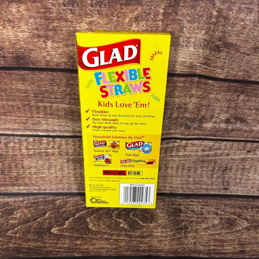 Vintage 1999 Glad Flexible Straws 40 Count Clear Plastic Bendy‎ Straws USA Made